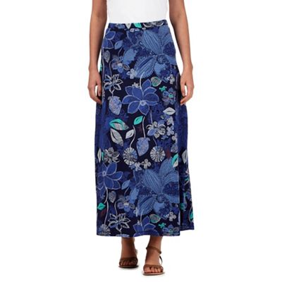 Mantaray Dark blue jersey floral maxi skirt